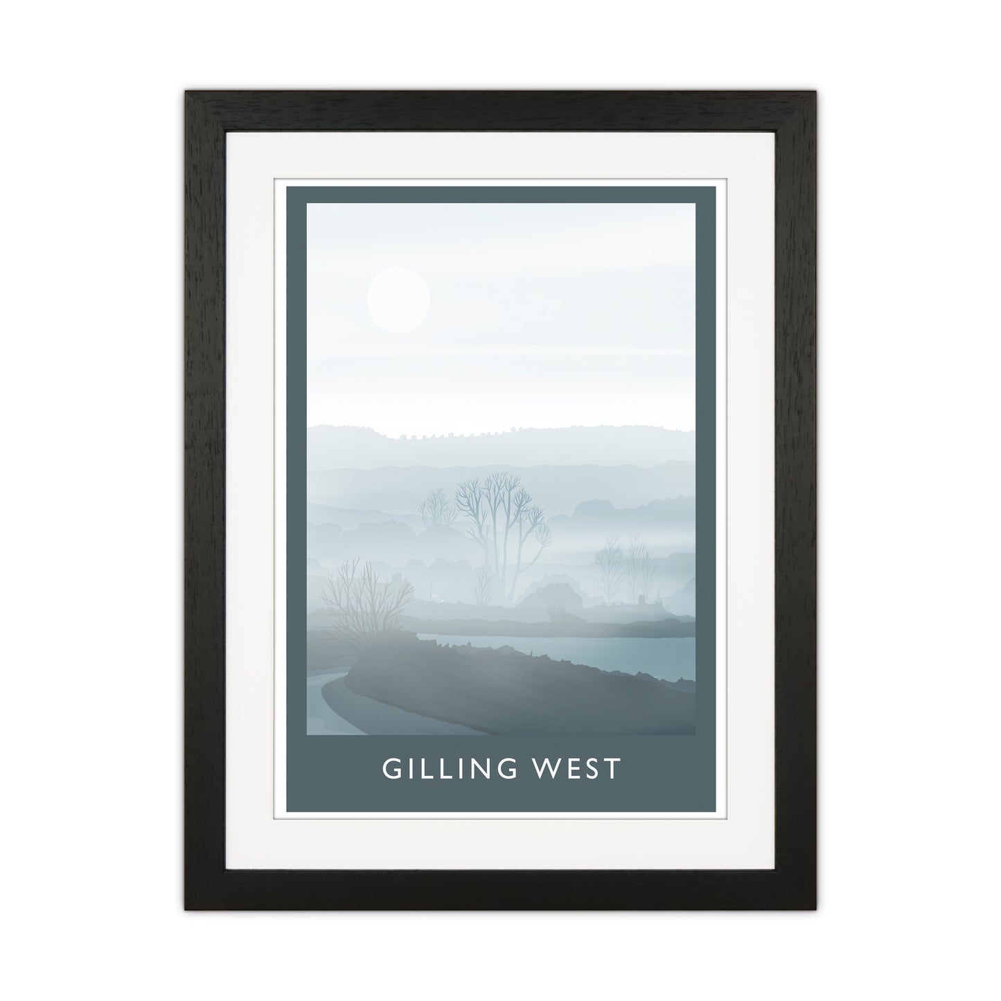 Gilling West (Winter) Portrait Travel Art Print by Richard O'Neill Black Grain