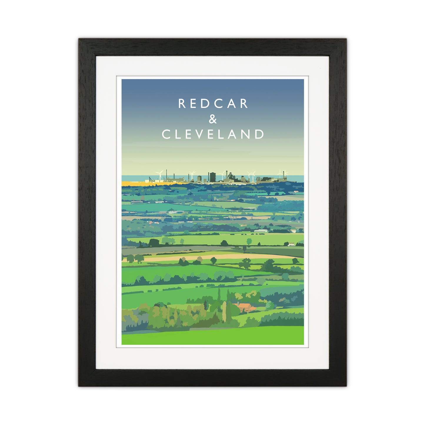 Redcar & Cleveland Travel Art Print by Richard O'Neill Black Grain