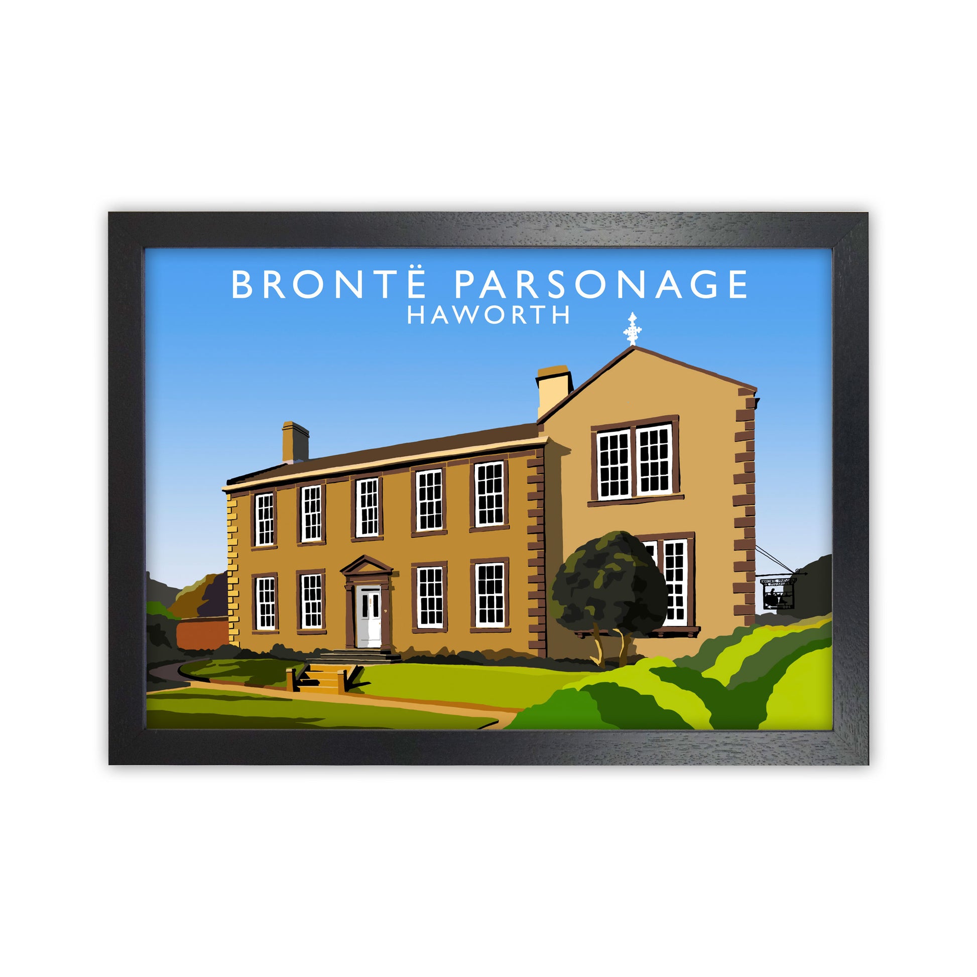 Bronte Parsonage Heworth Framed Digital Art Print by Richard O'Neill Black Grain