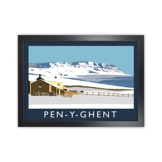Pen-Y-Ghent by Richard O'Neill Yorkshire Art Print, Vintage Travel Poster Black Grain
