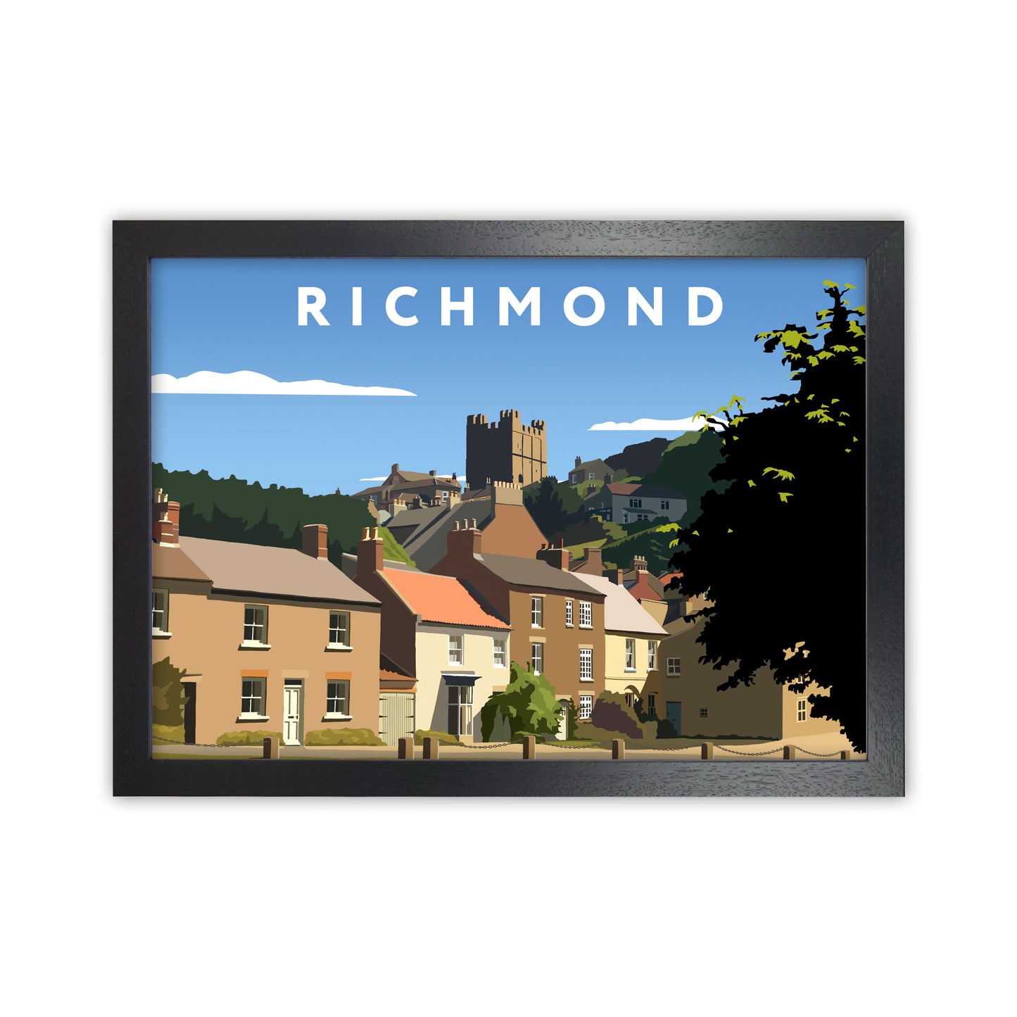Richmond Travel Art Print by Richard O'Neill, Framed Wall Art Black Grain
