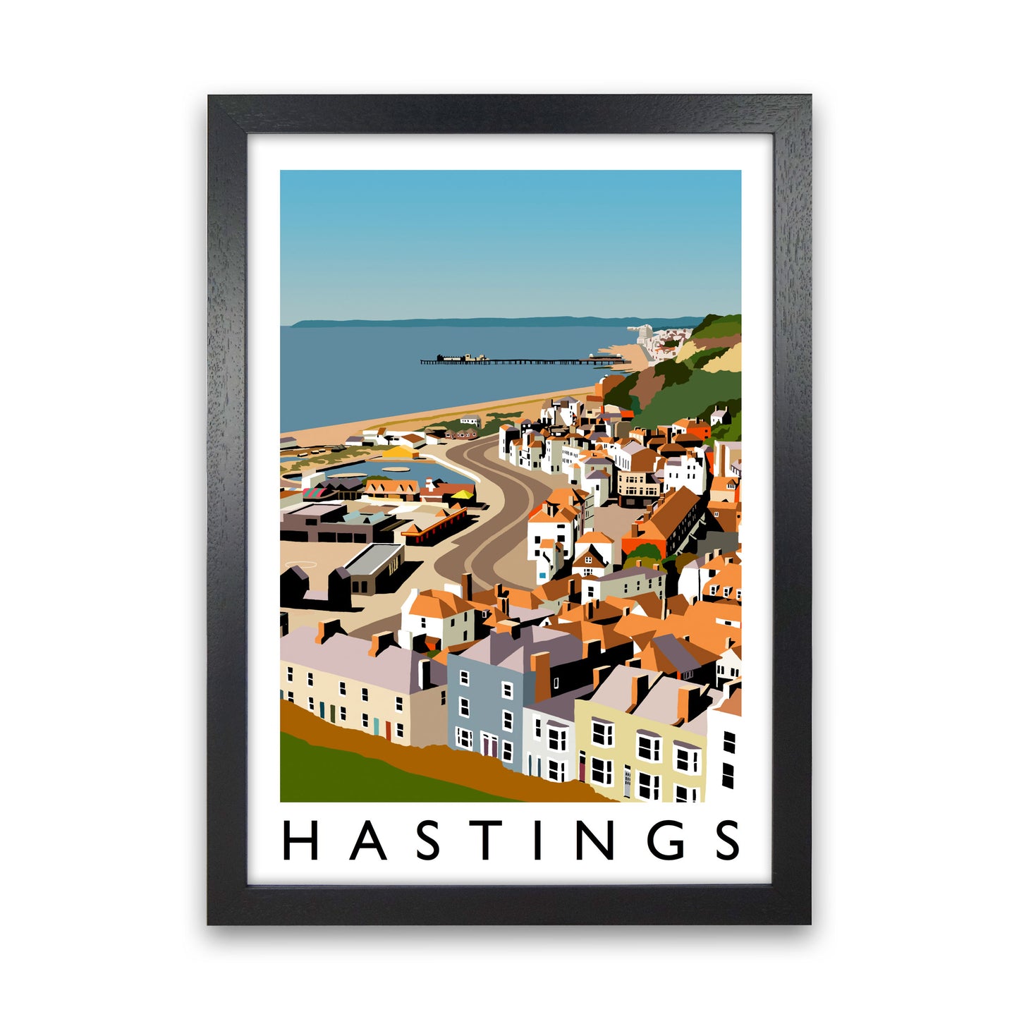 Hastings Framed Digital Art Print by Richard O'Neill Black Grain