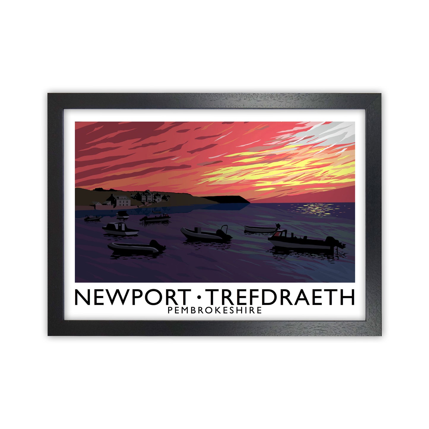 Newport Trefdraeth Pembrokeshire Travel Art Print by Richard O'Neill Black Grain