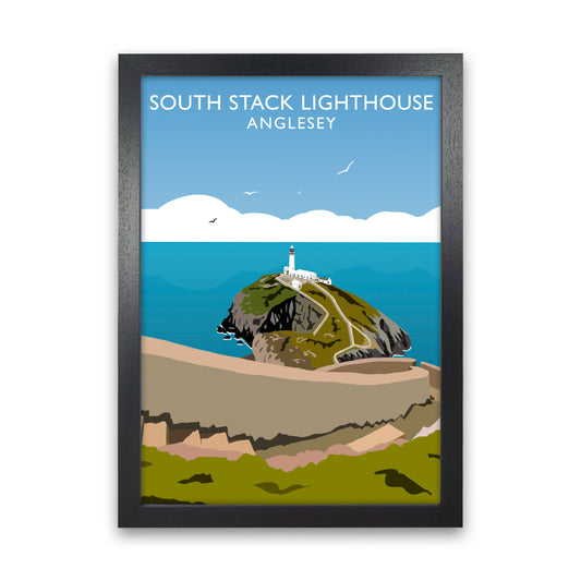 South Stack Lighthouse Anglesey Travel Art Print by Richard O'Neill Black Grain
