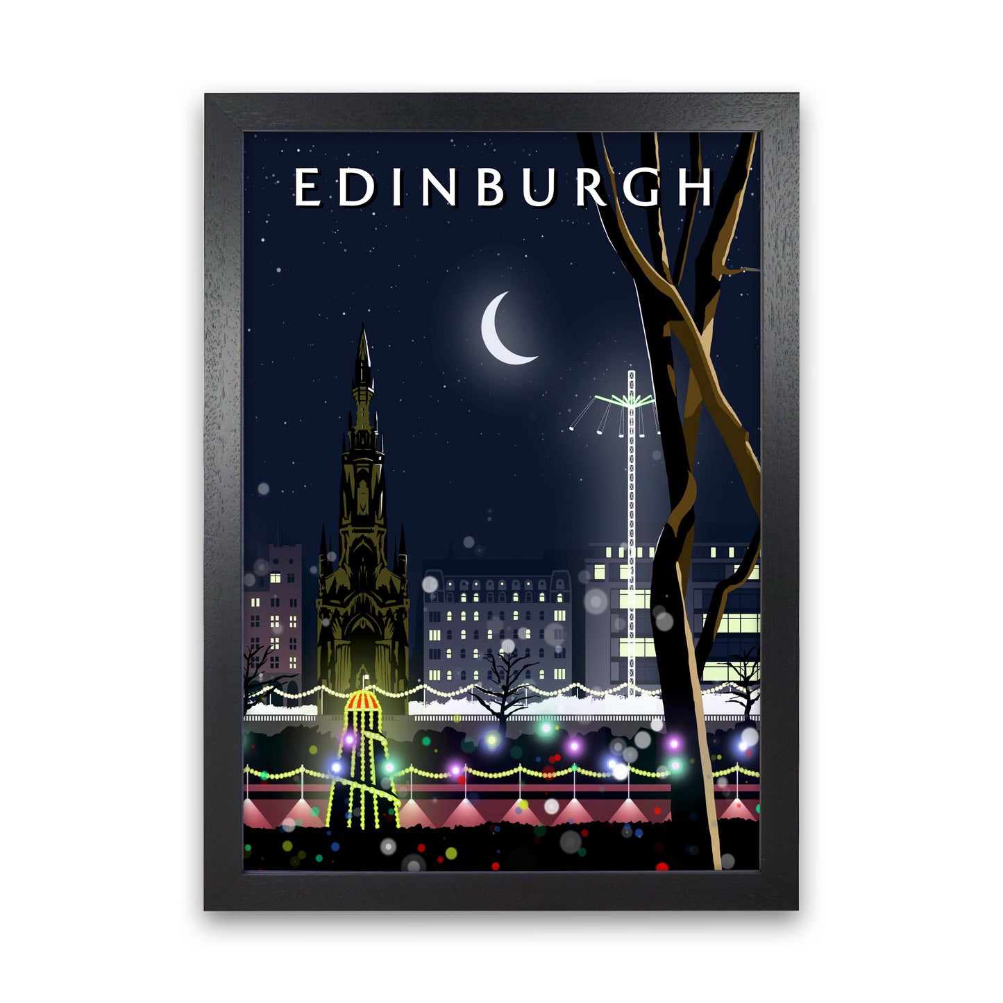 Edinburgh Night Portrait by Richard O'Neill Black Grain