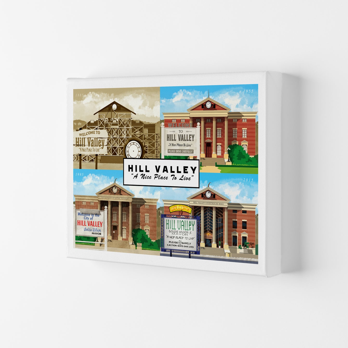 Hill Valley - A Nice Place To Live Art Print by Richard O'Neill Canvas