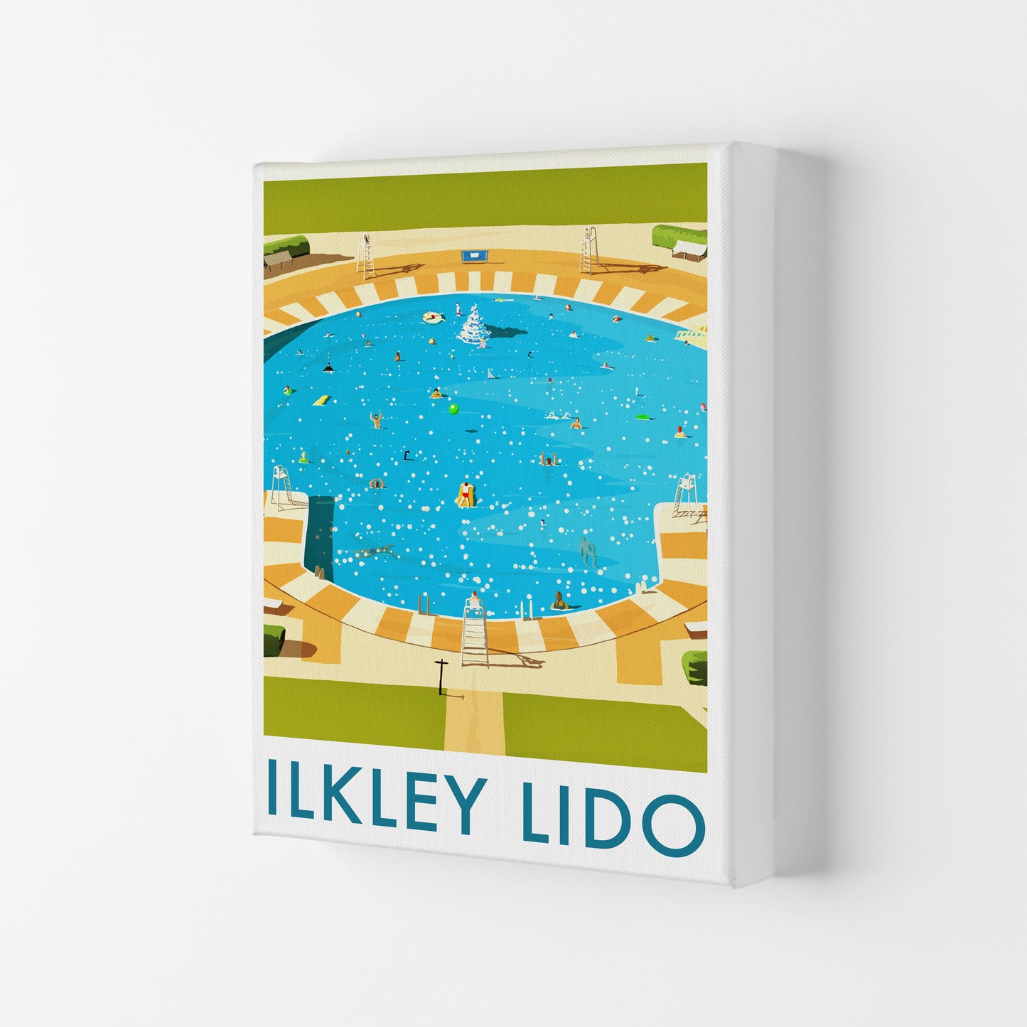 Ilkley Lido portrait Travel Art Print by Richard O'Neill Canvas