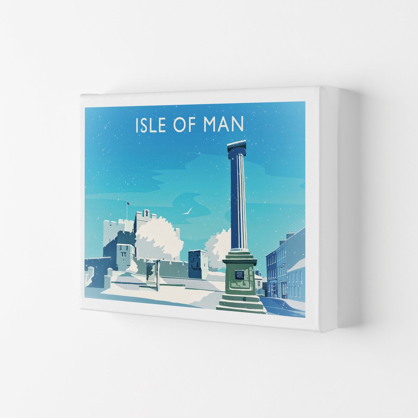 Isle Of Man (Snow) Travel Art Print by Richard O'Neill Canvas