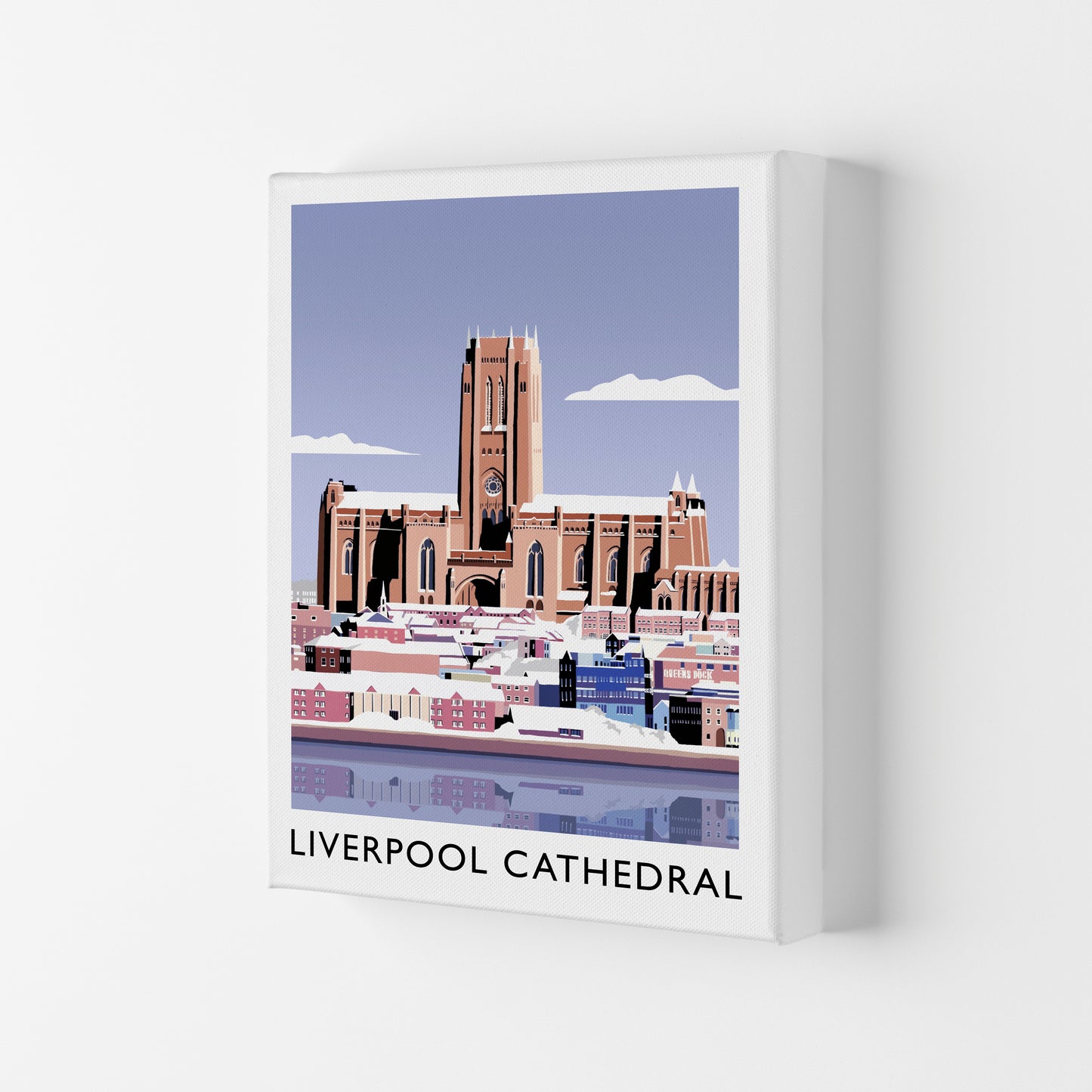 Liverpool Cathedral In Snow Portrait by Richard O'Neill Canvas