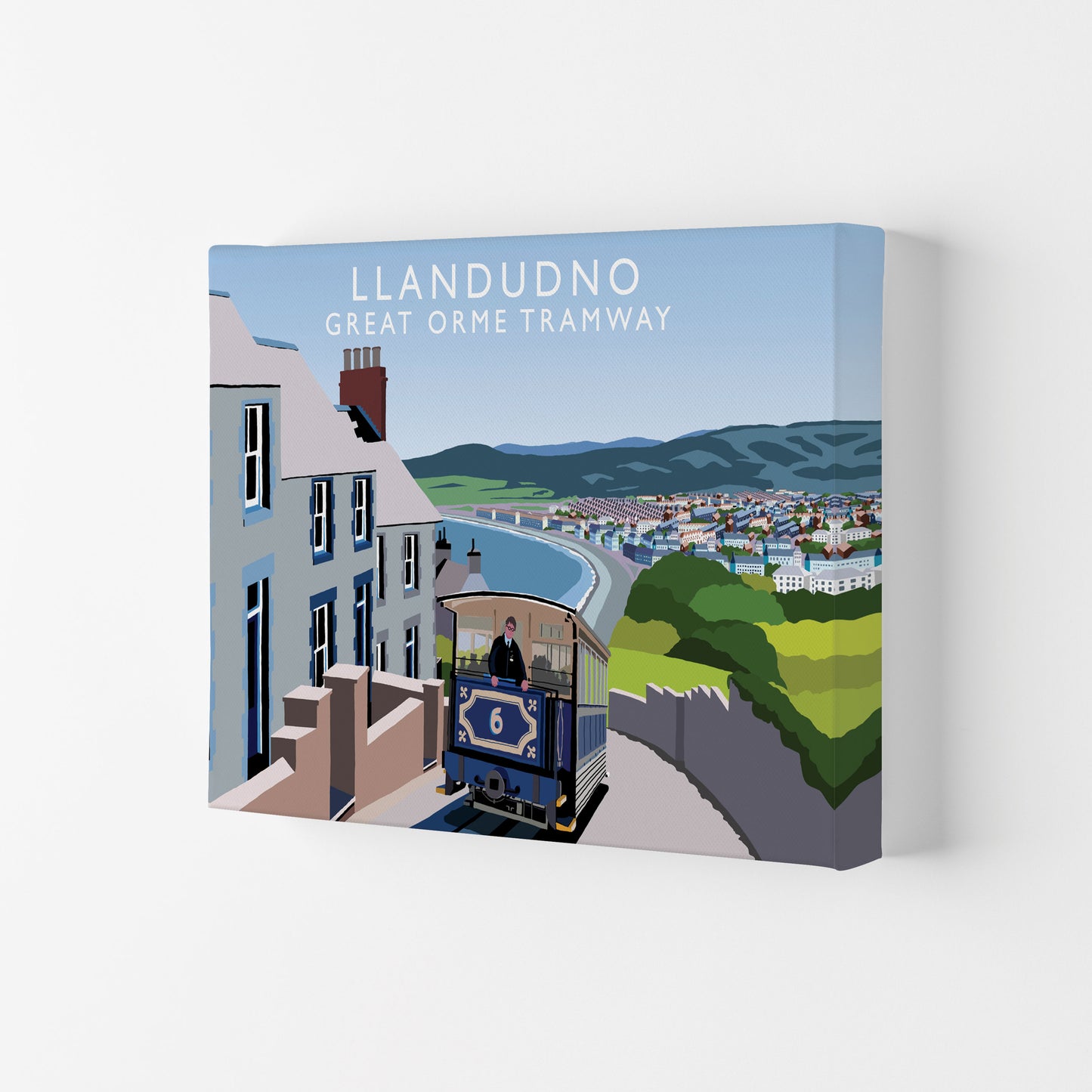 Llandudno Great Orme Tramway Travel Art Print by Richard O'Neill Canvas