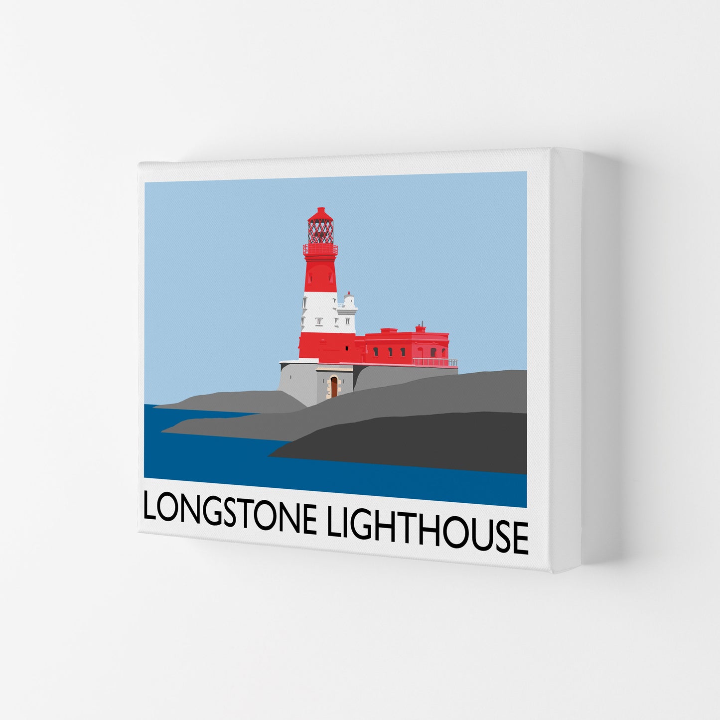Longstone Lighthouse Travel Art Print by Richard O'Neill, Framed Wall Art Canvas