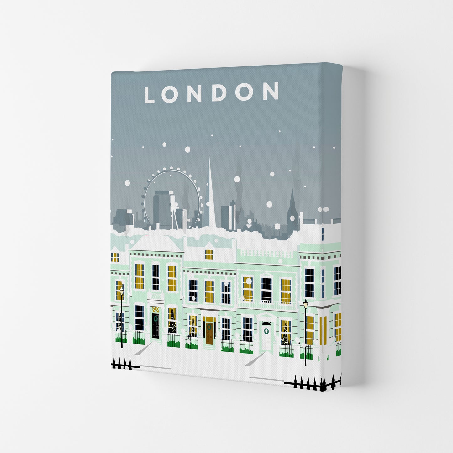 London Cherry Tree Lane In Snow Portrait by Richard O'Neill Canvas