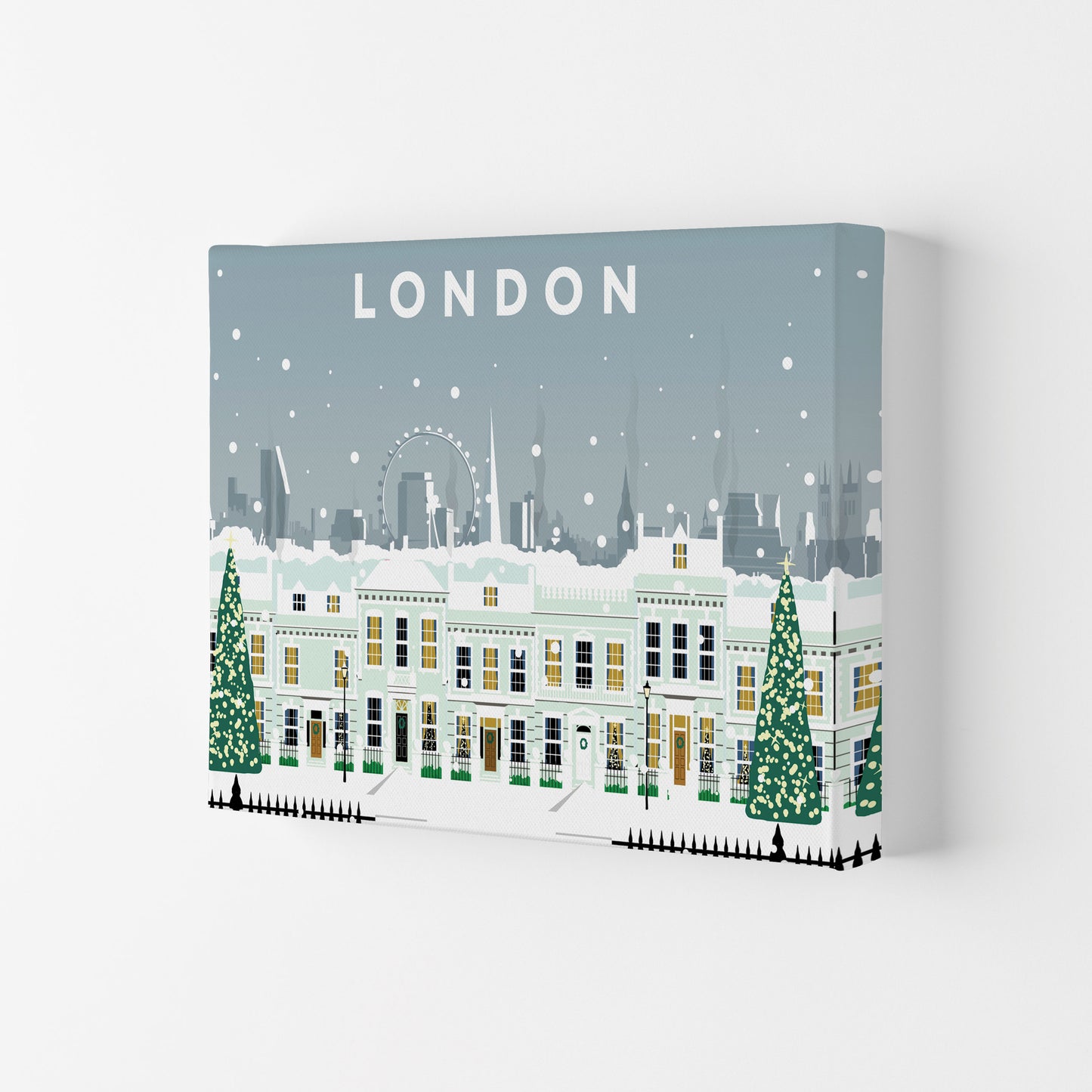 London Cherry Tree Lane In Snow by Richard O'Neill Canvas