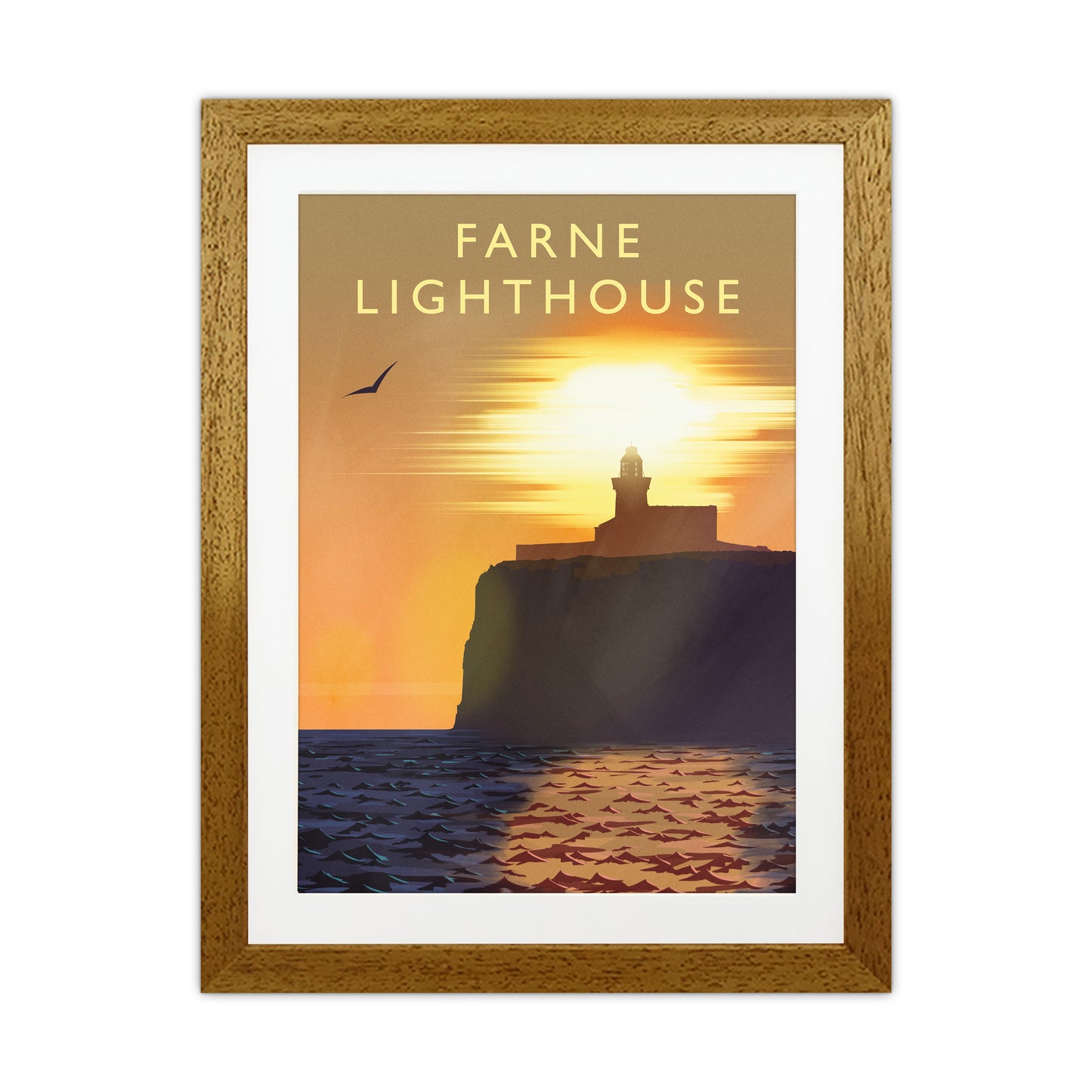 Farne Lighthouse portrait Travel Art Print by Richard O'Neill Oak Grain