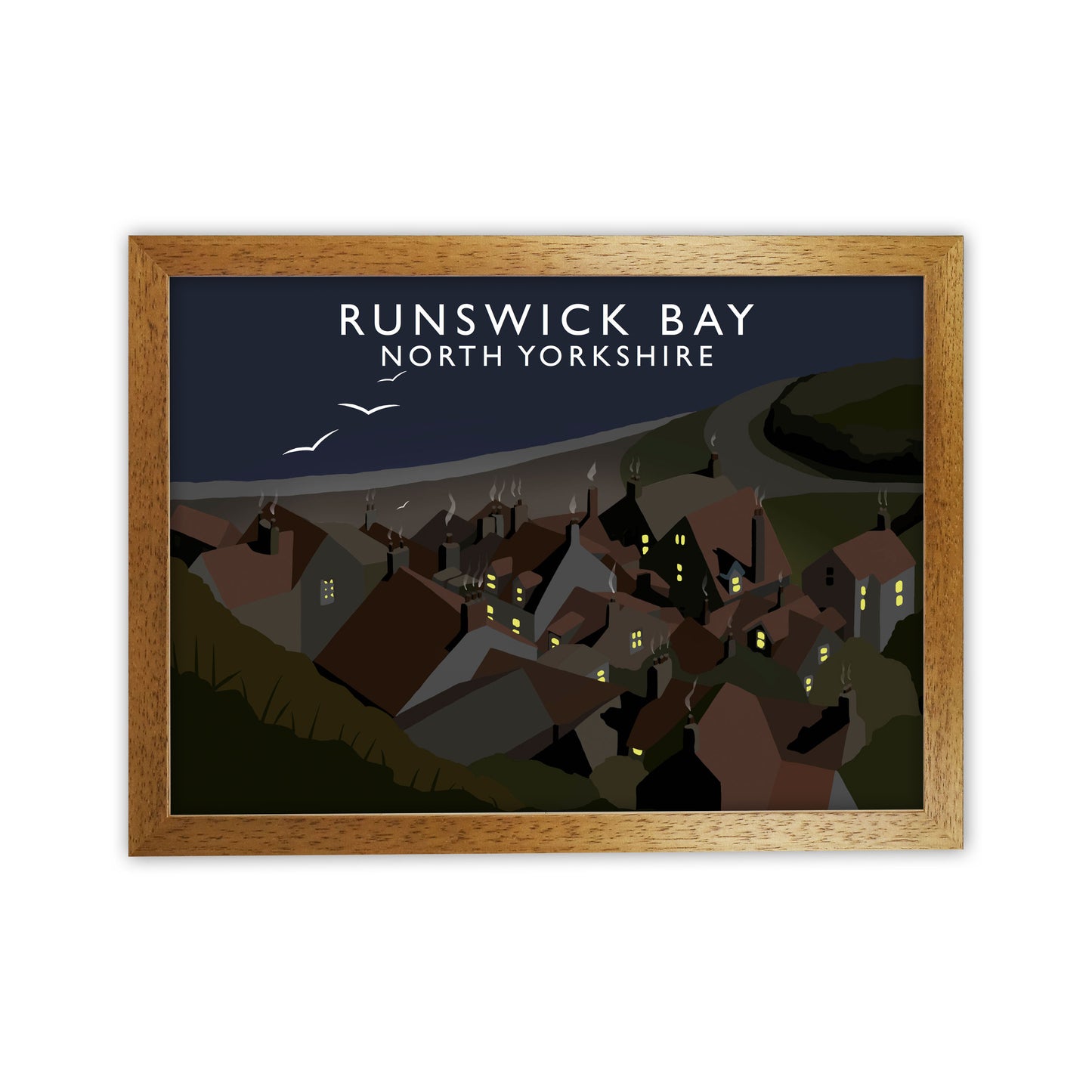 Runswick Bay North Yorkshrie Travel Art Print by Richard O'Neill Oak Grain