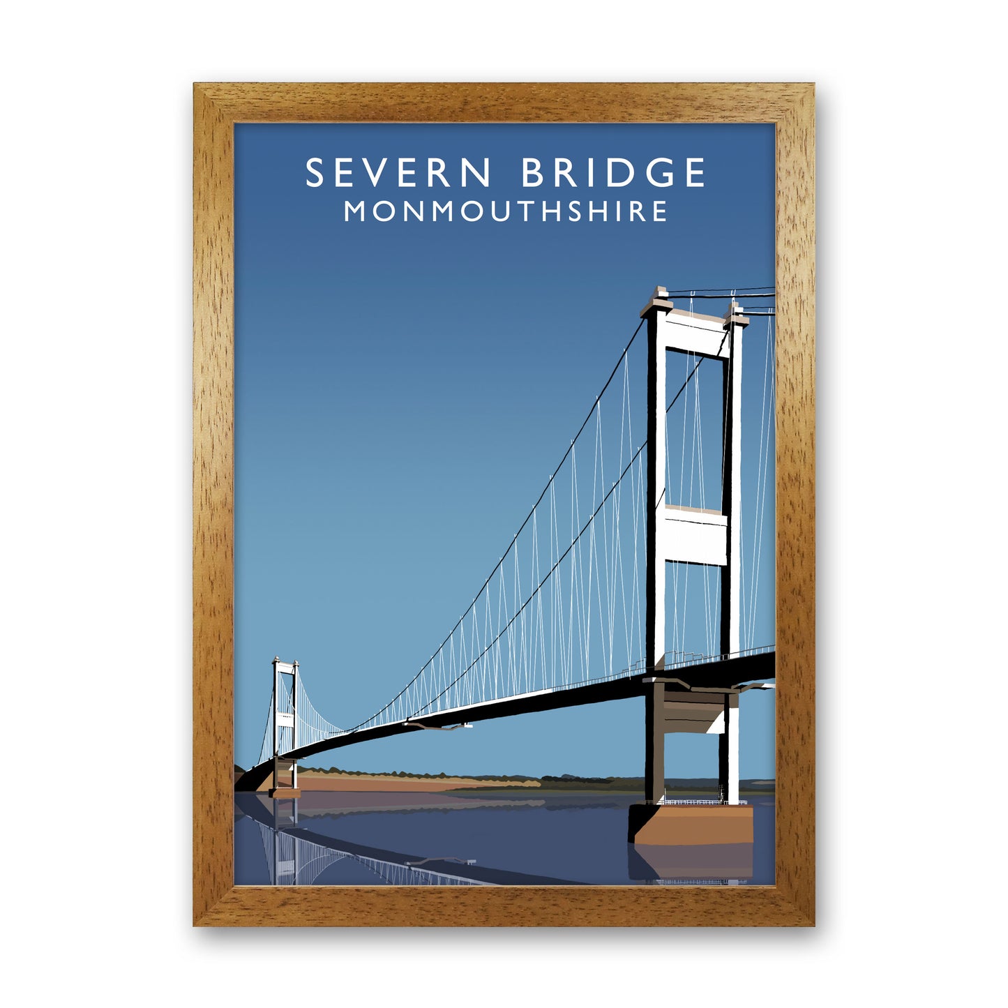 Severn Bridge Monmouthshire Art Print by Richard O'Neill, Framed Wall Art Oak Grain