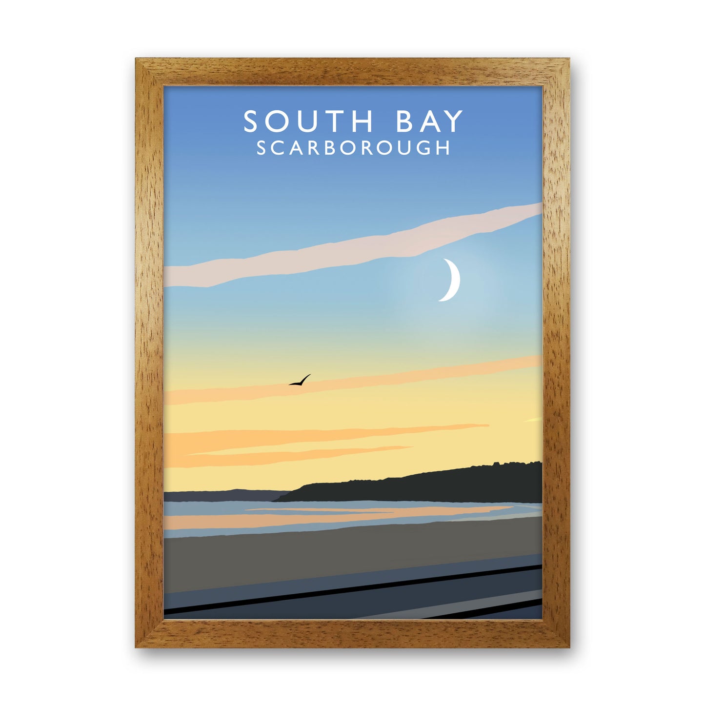 South Bay Scarborough Art Print by Richard O'Neill, Framed Wall Art Oak Grain