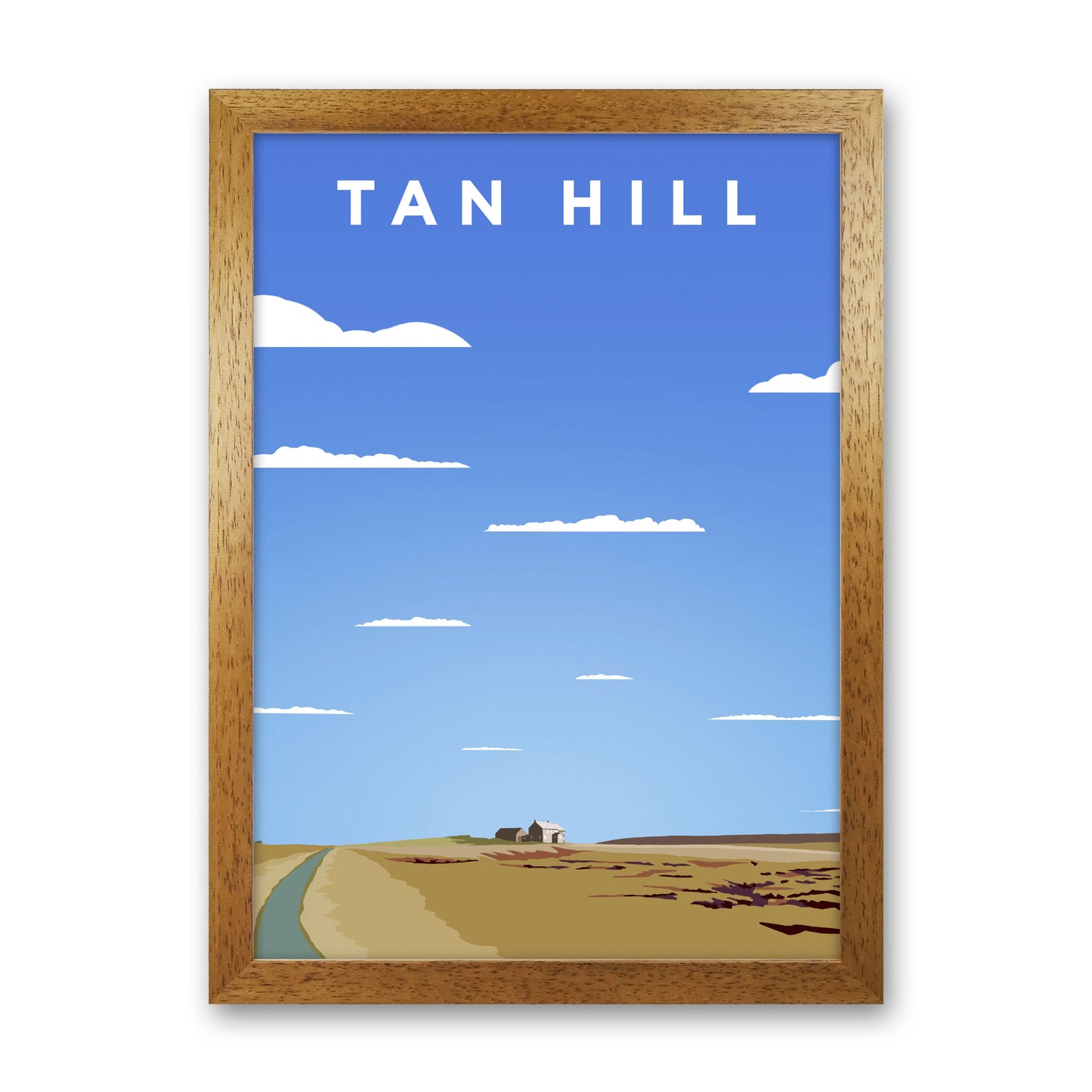 Tan Hill Travel Art Print by Richard O'Neill, Framed Wall Art Oak Grain