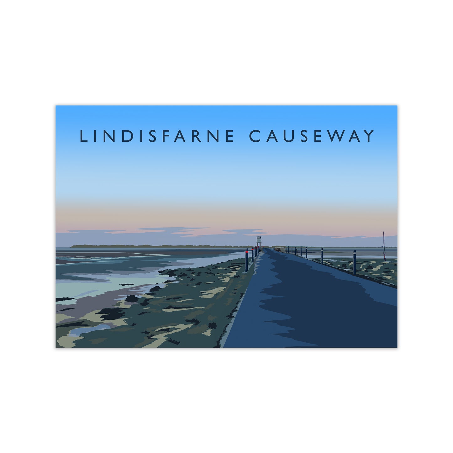 Lindisfarne Causeway Travel Art Print by Richard O'Neill Print Only