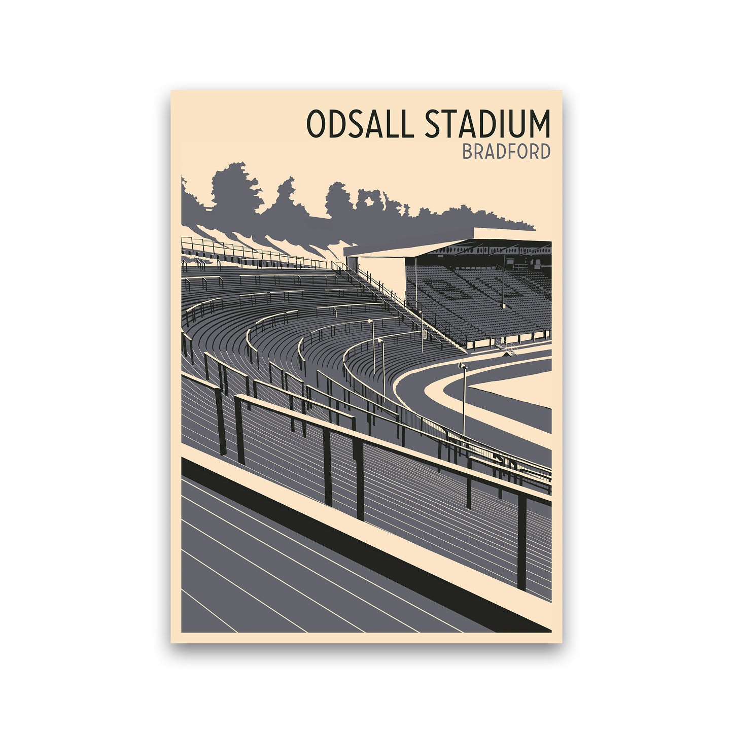 Odsal Stadium, Bradford Travel Art Print by Richard O'Neill Print Only