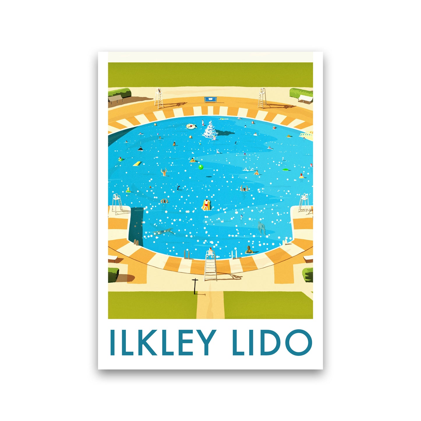 Ilkley Lido portrait Travel Art Print by Richard O'Neill Print Only