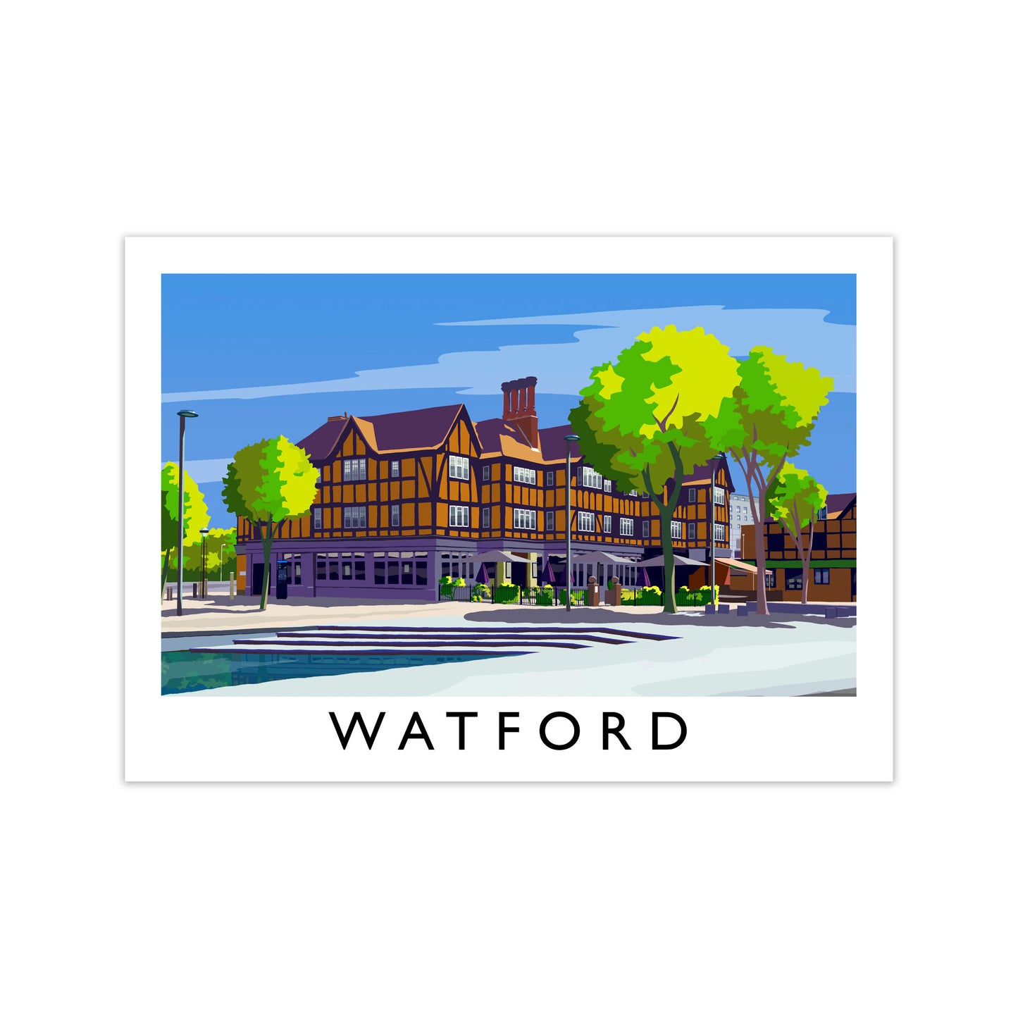 Watford 2 Travel Art Print by Richard O'Neill Print Only