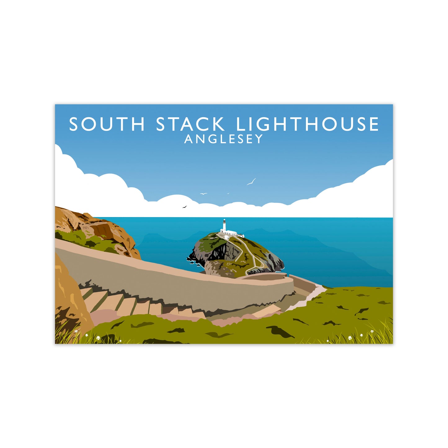 South Stack Lighthouse Anglesey Art Print by Richard O'Neill Print Only