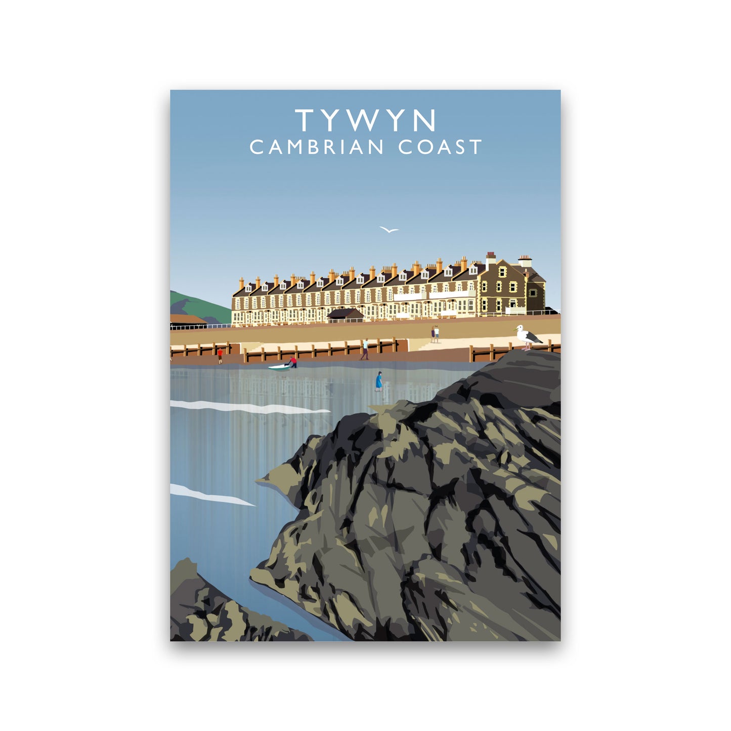 Tywyn Cambrian Coast Framed Digital Art Print by Richard O'Neill Print Only