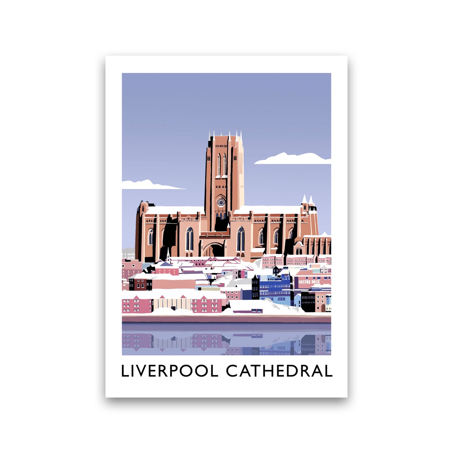 Liverpool Cathedral In Snow Portrait by Richard O'Neill Print Only