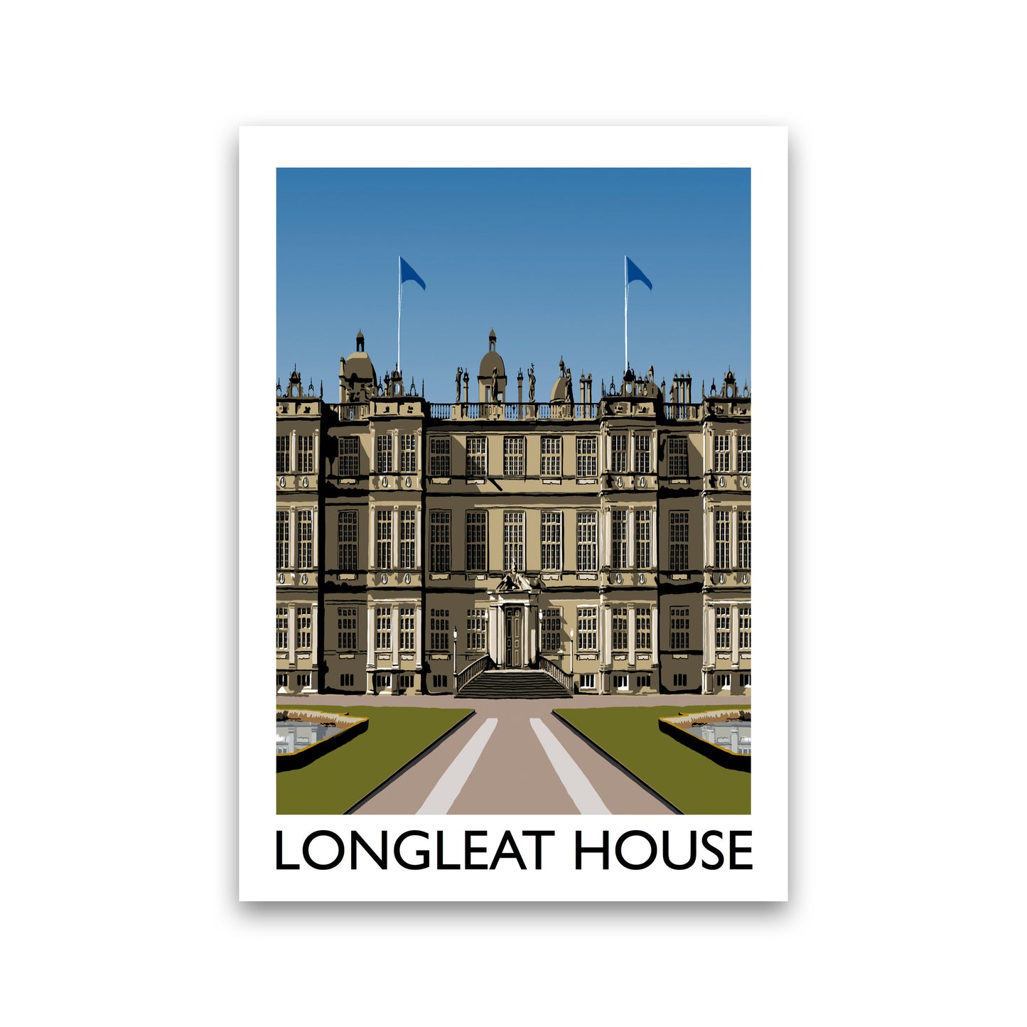Longleat House Travel Art Print by Richard O'Neill, Framed Wall Art Print Only