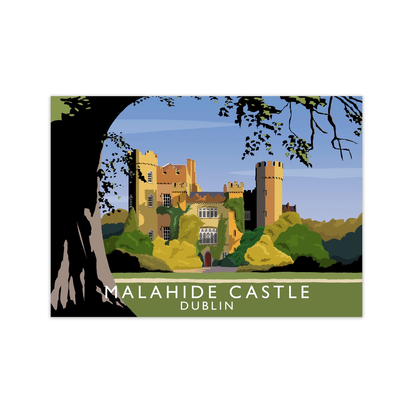 Malahide Castle Dublin Travel Art Print by Richard O'Neill, Framed Wall Art Print Only