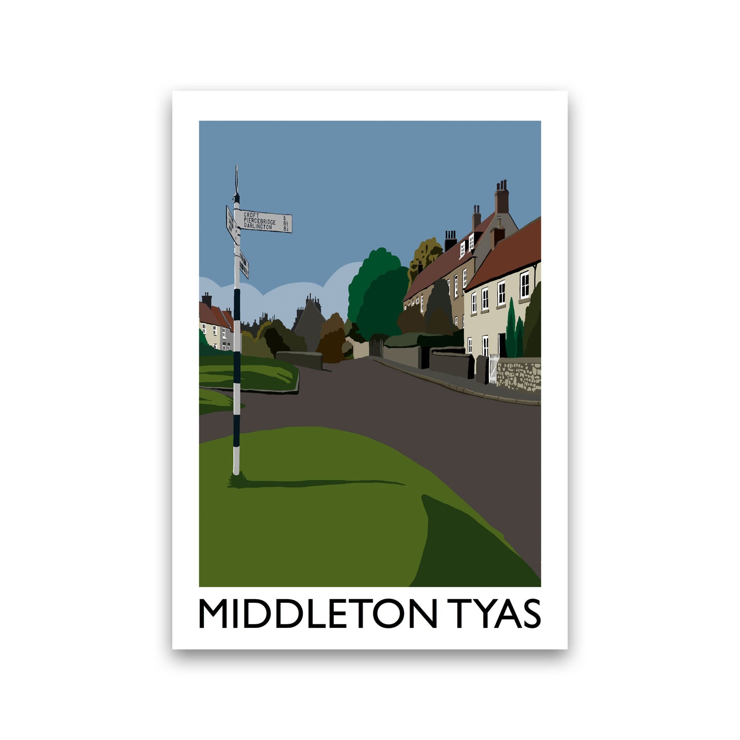 Middleton Tyas Travel Art Print by Richard O'Neill, Framed Wall Art Print Only