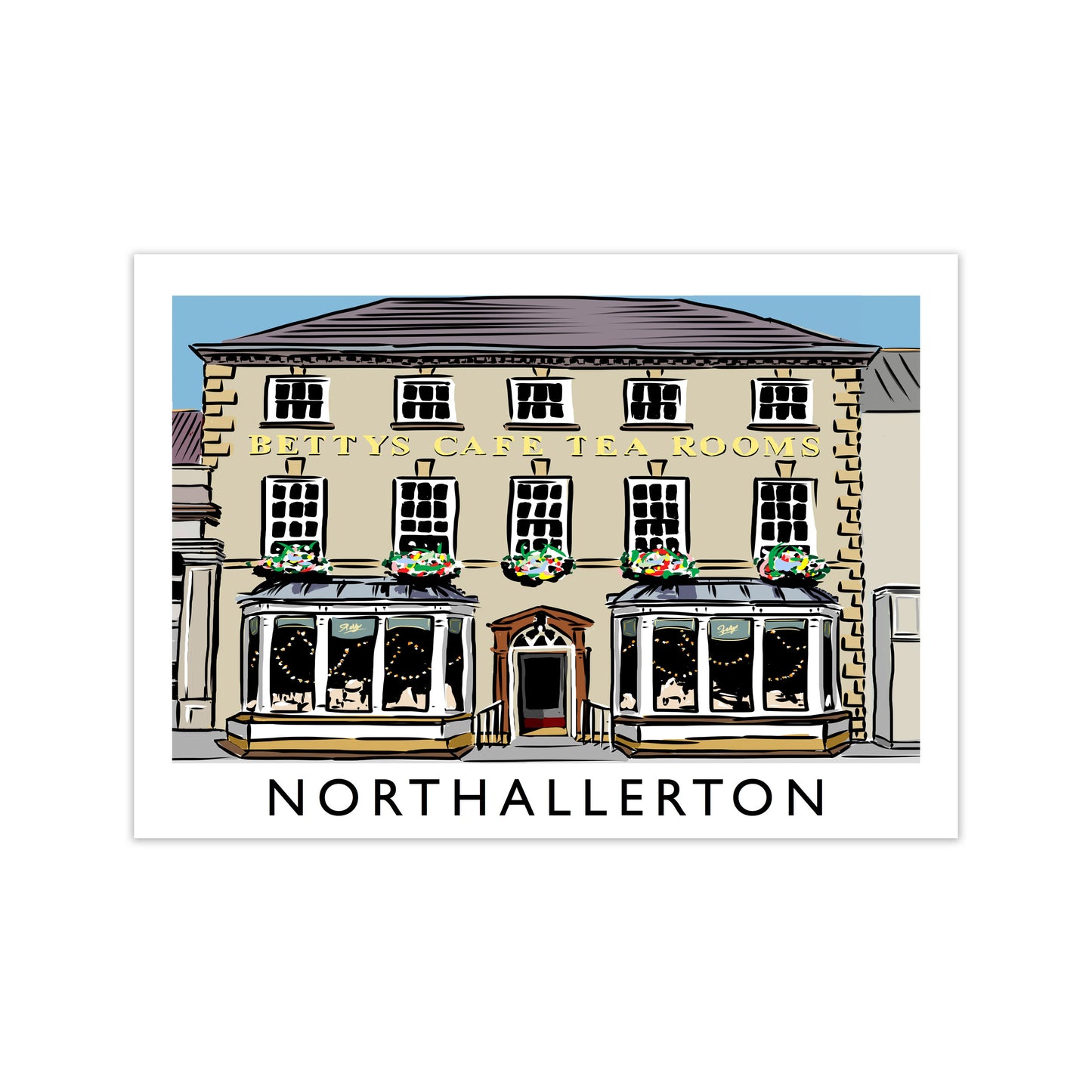 Northallerton Travel Art Print by Richard O'Neill, Framed Wall Art Print Only