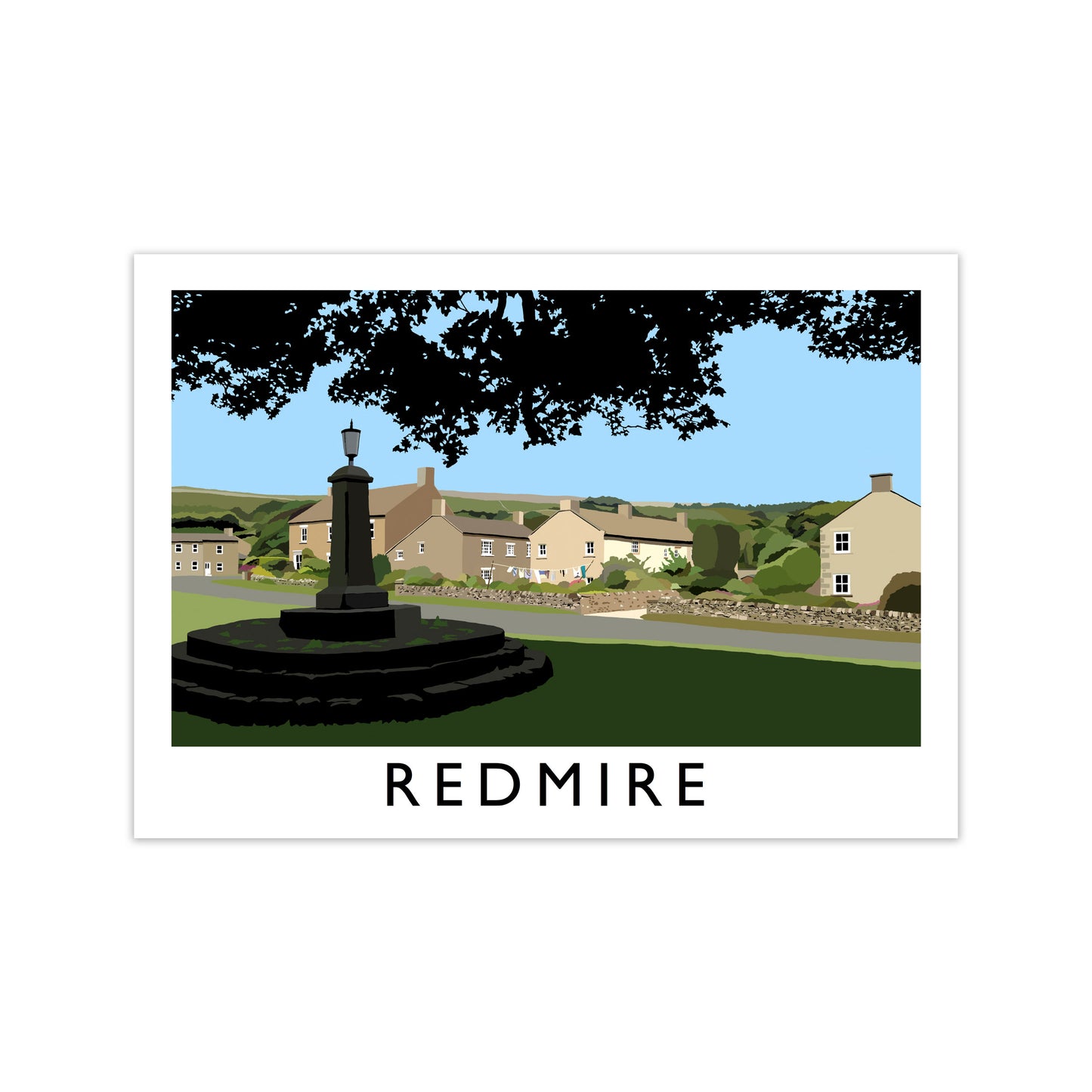 Redmire Travel Art Print by Richard O'Neill, Framed Wall Art Print Only
