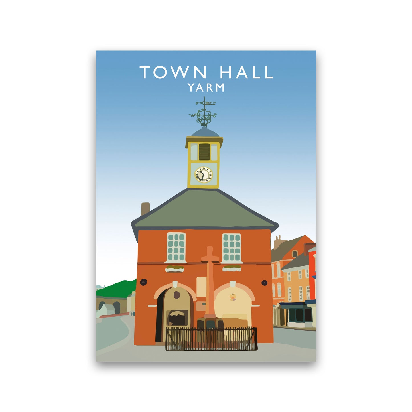 Town Hall Yarm Travel Art Print by Richard O'Neill, Framed Wall Art Print Only
