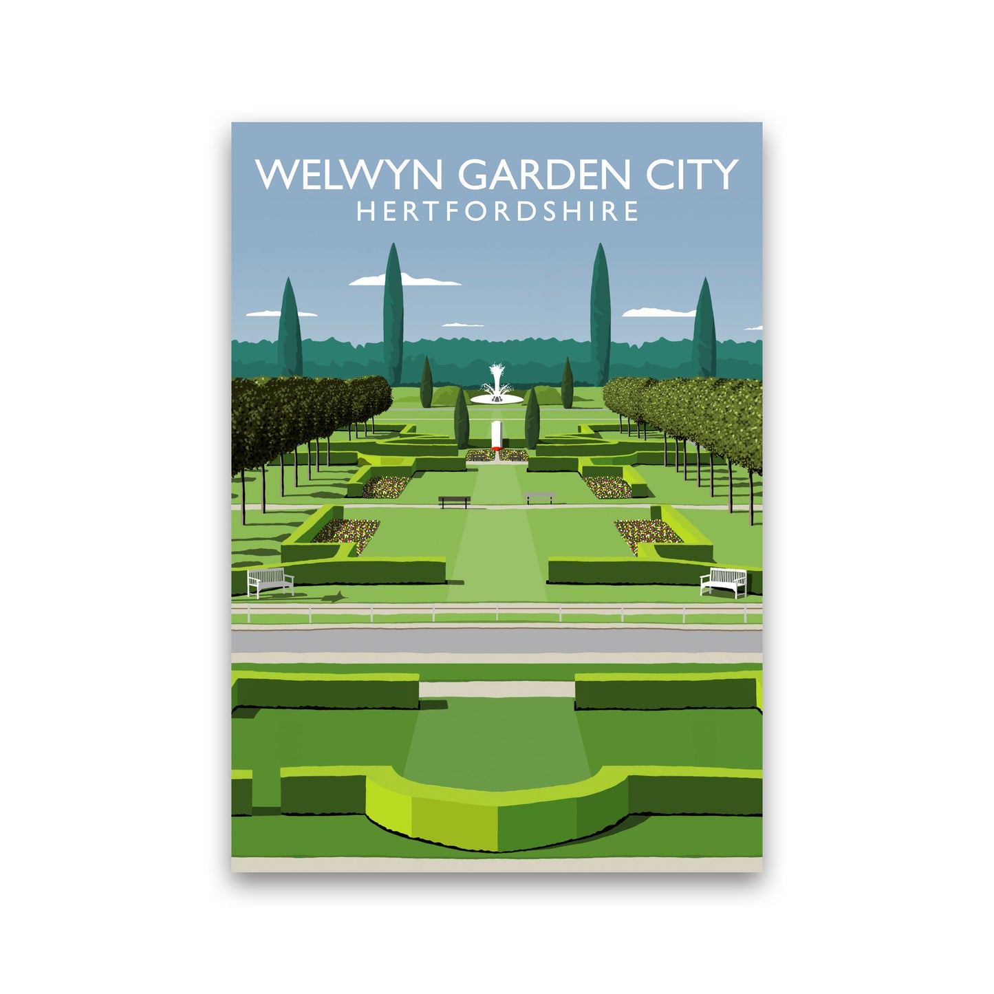 Welwyn Garden City Hertfordshire Travel Art Print by Richard O'Neill Print Only