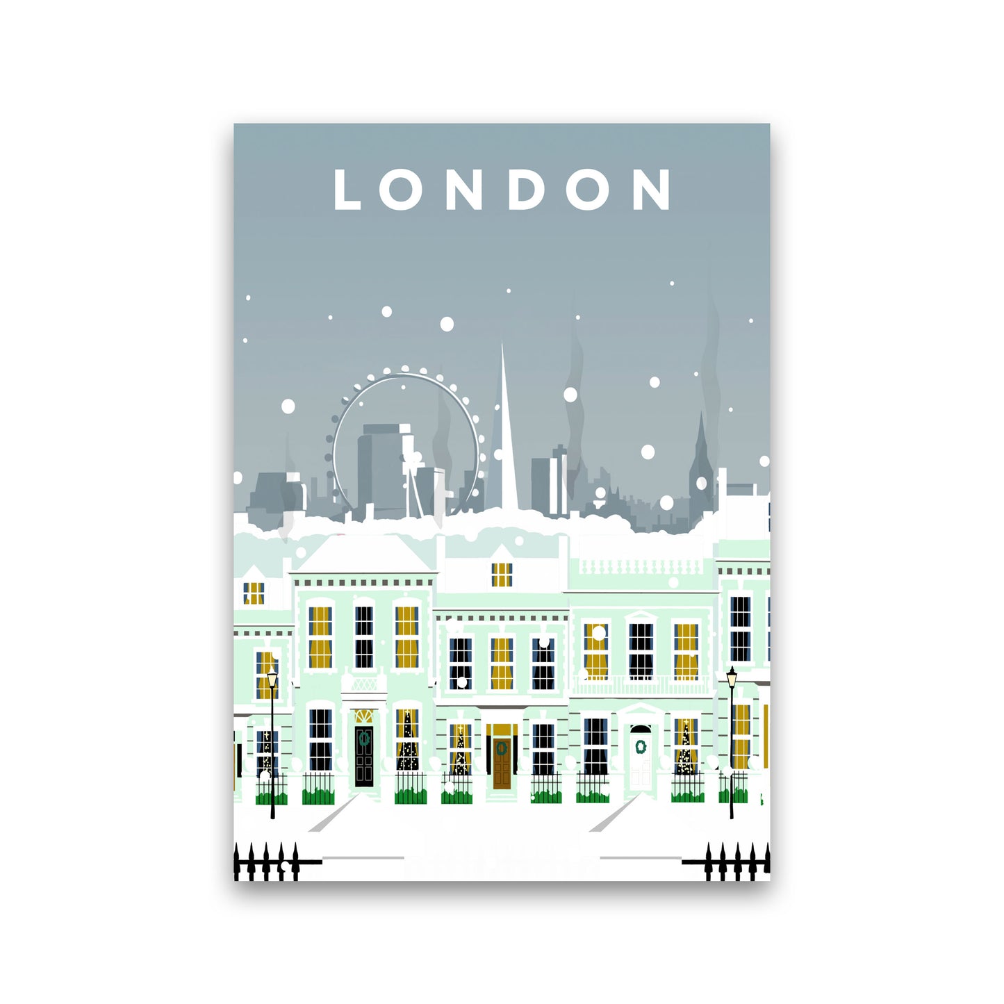 London Cherry Tree Lane In Snow Portrait by Richard O'Neill Print Only