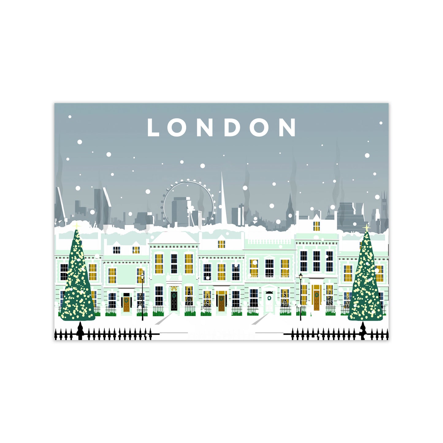 London Cherry Tree Lane In Snow by Richard O'Neill Print Only