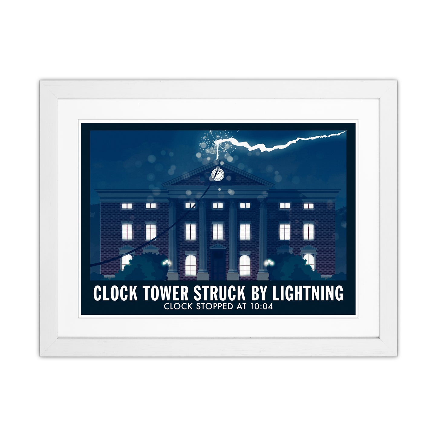 Clock Tower Struck By Lightning Art Print by Richard O'Neill White Grain