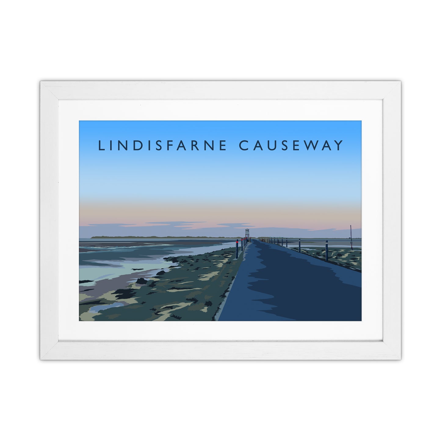 Lindisfarne Causeway Travel Art Print by Richard O'Neill White Grain