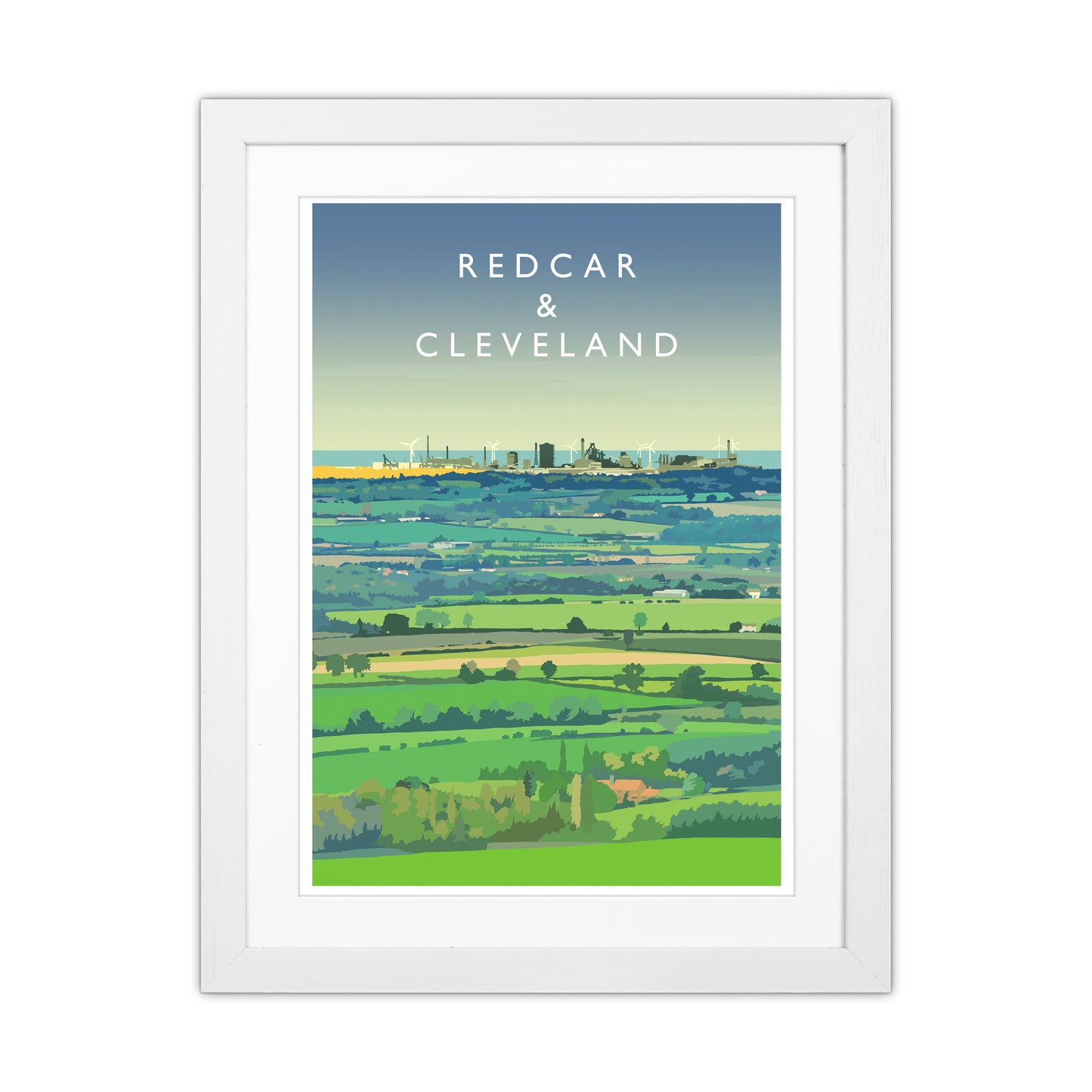 Redcar & Cleveland Travel Art Print by Richard O'Neill White Grain