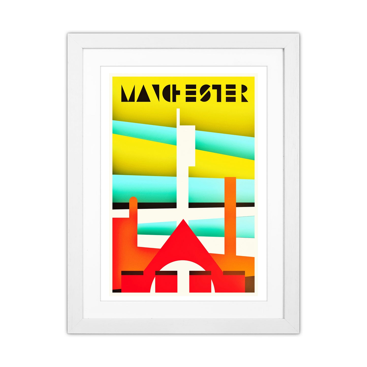 Manchester Travel Art Print by Richard O'Neill White Grain