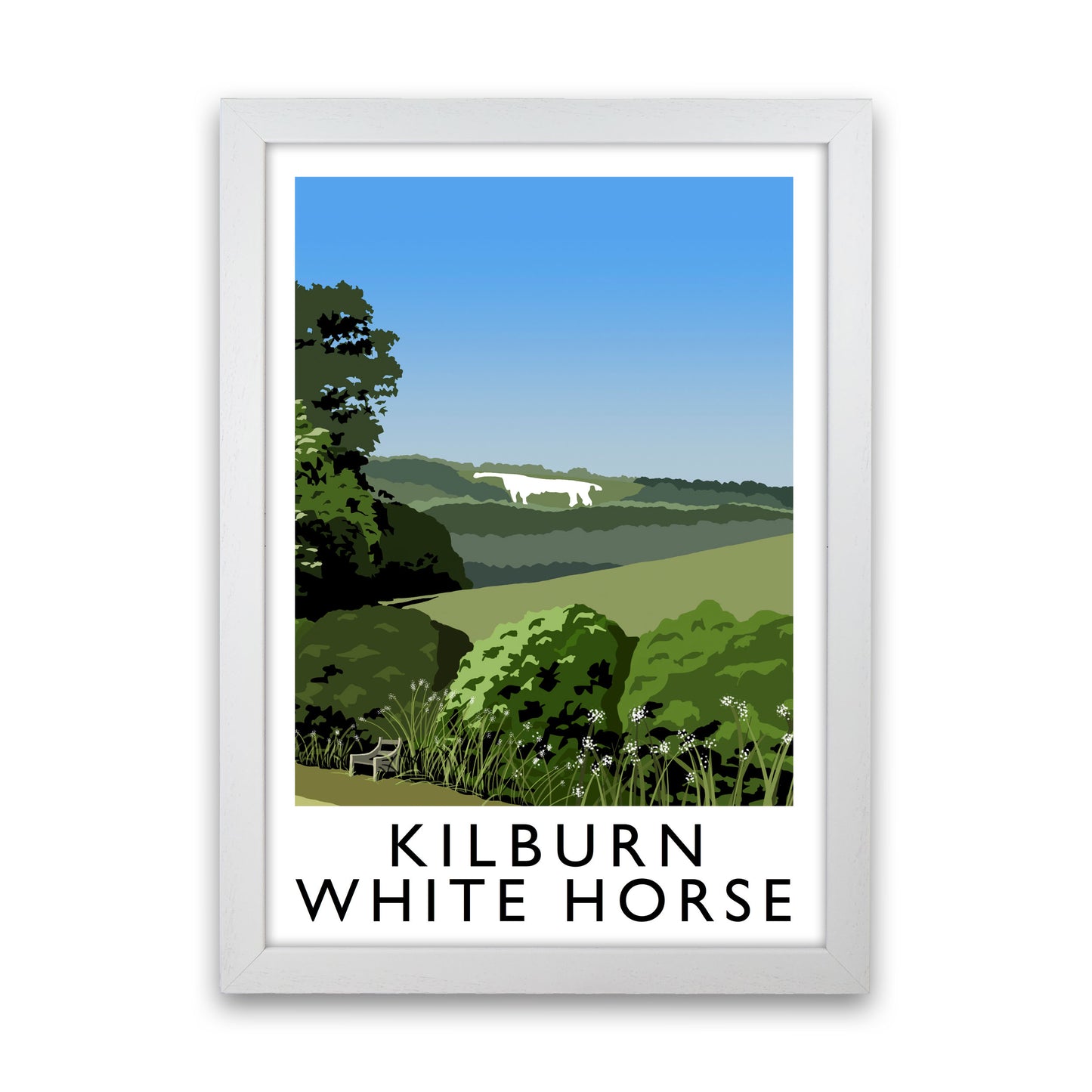 Kilburn White Horse by Richard O'Neill Yorkshire Art Print White Grain