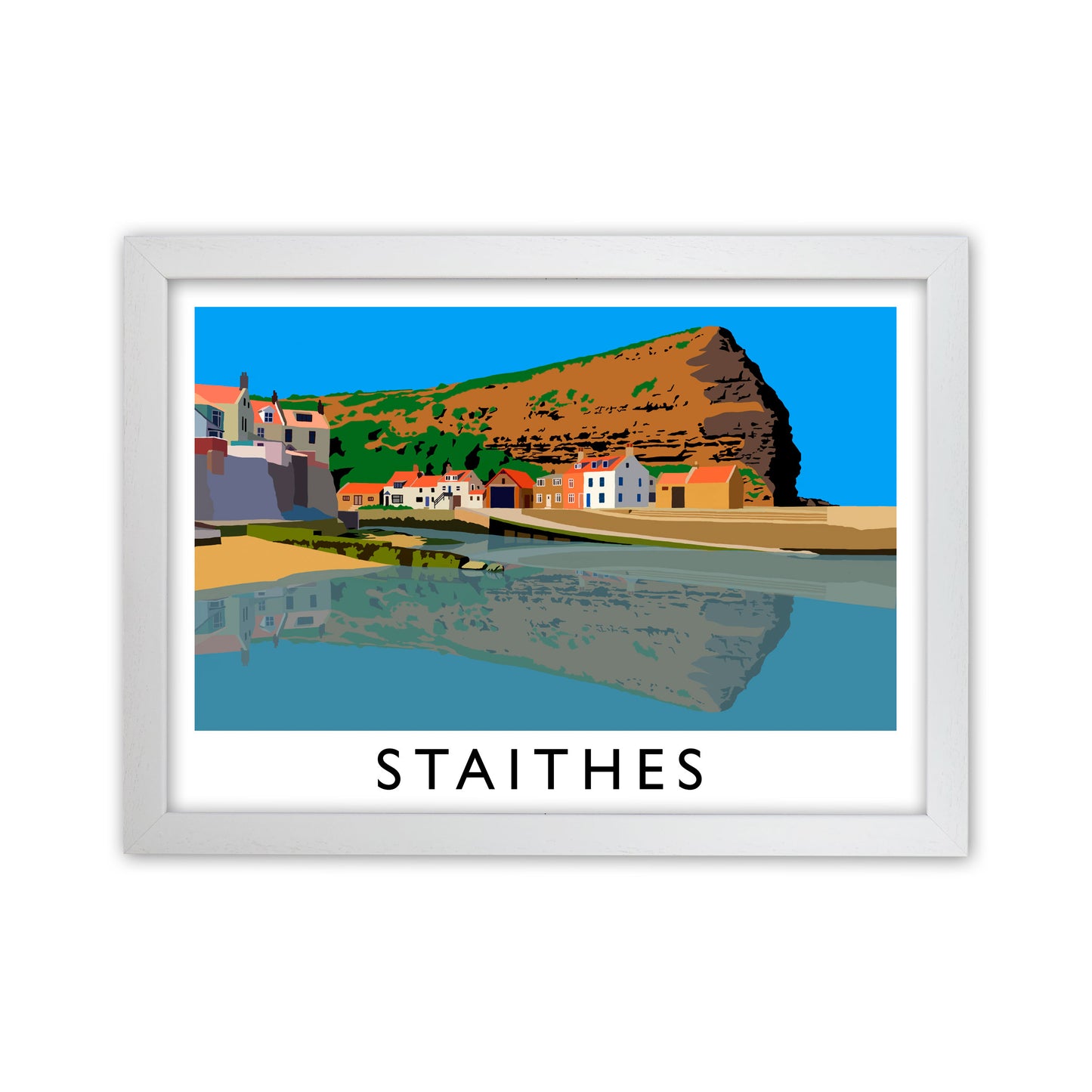 Staithes Art Print by Richard O'Neill White Grain