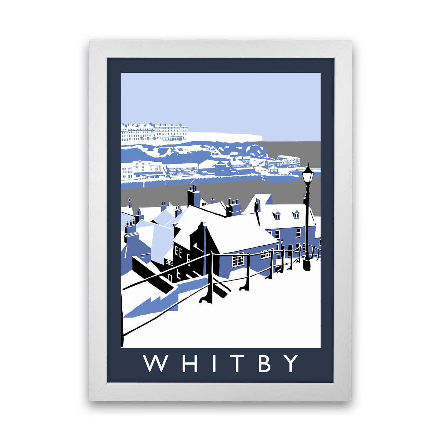 Whitby Framed Digital Art Print by Richard O'Neill White Grain