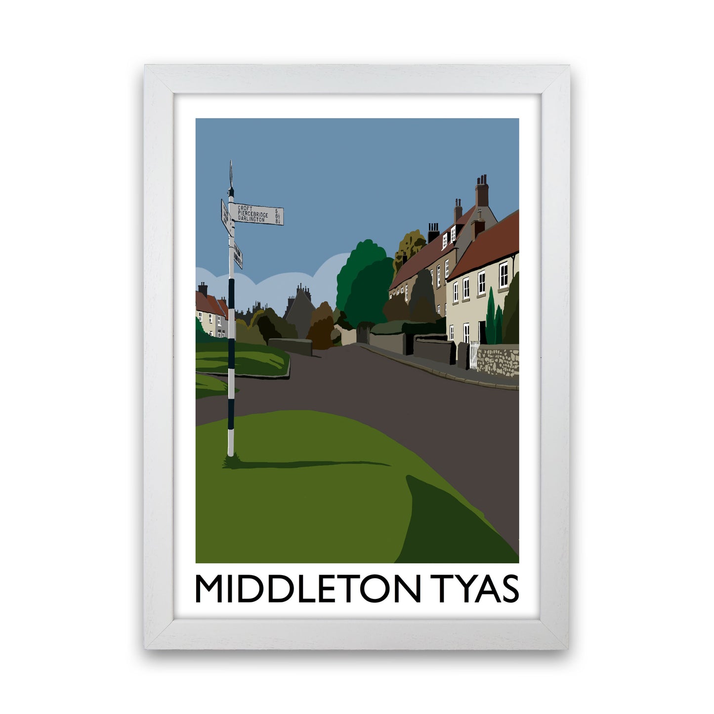 Middleton Tyas Travel Art Print by Richard O'Neill, Framed Wall Art White Grain
