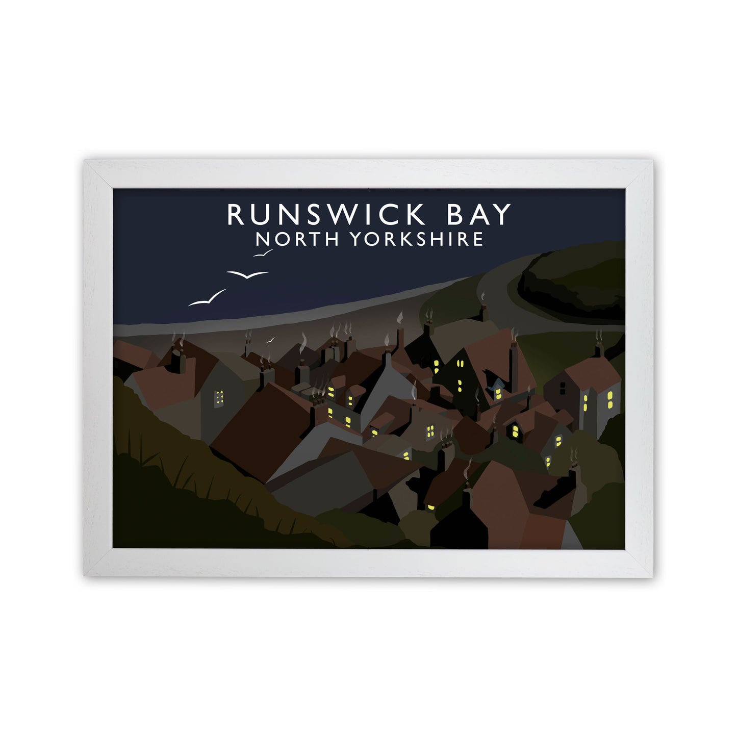 Runswick Bay North Yorkshrie Travel Art Print by Richard O'Neill White Grain
