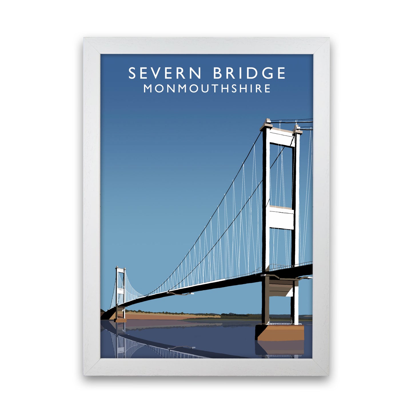 Severn Bridge Monmouthshire Art Print by Richard O'Neill, Framed Wall Art White Grain