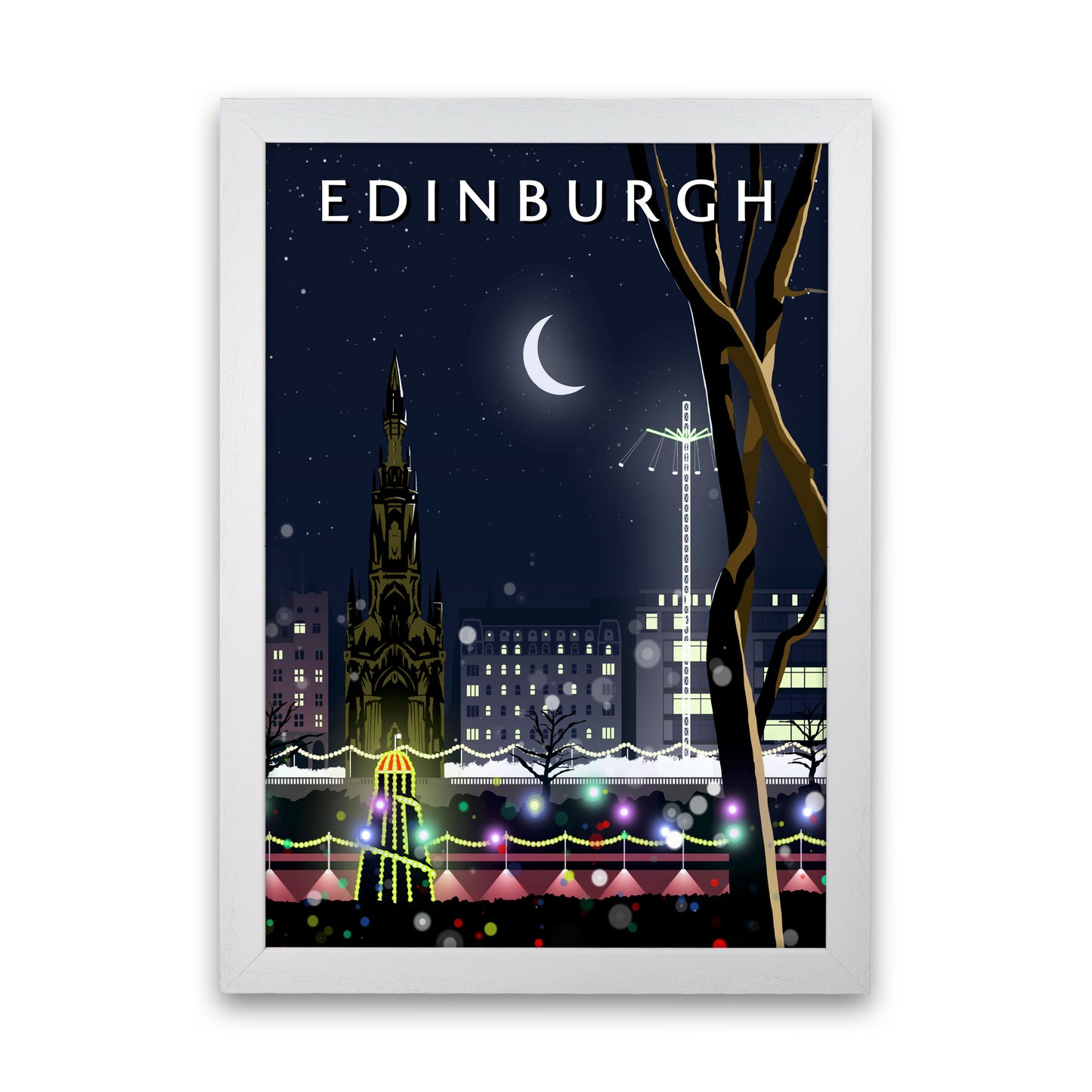 Edinburgh Night Portrait by Richard O'Neill White Grain