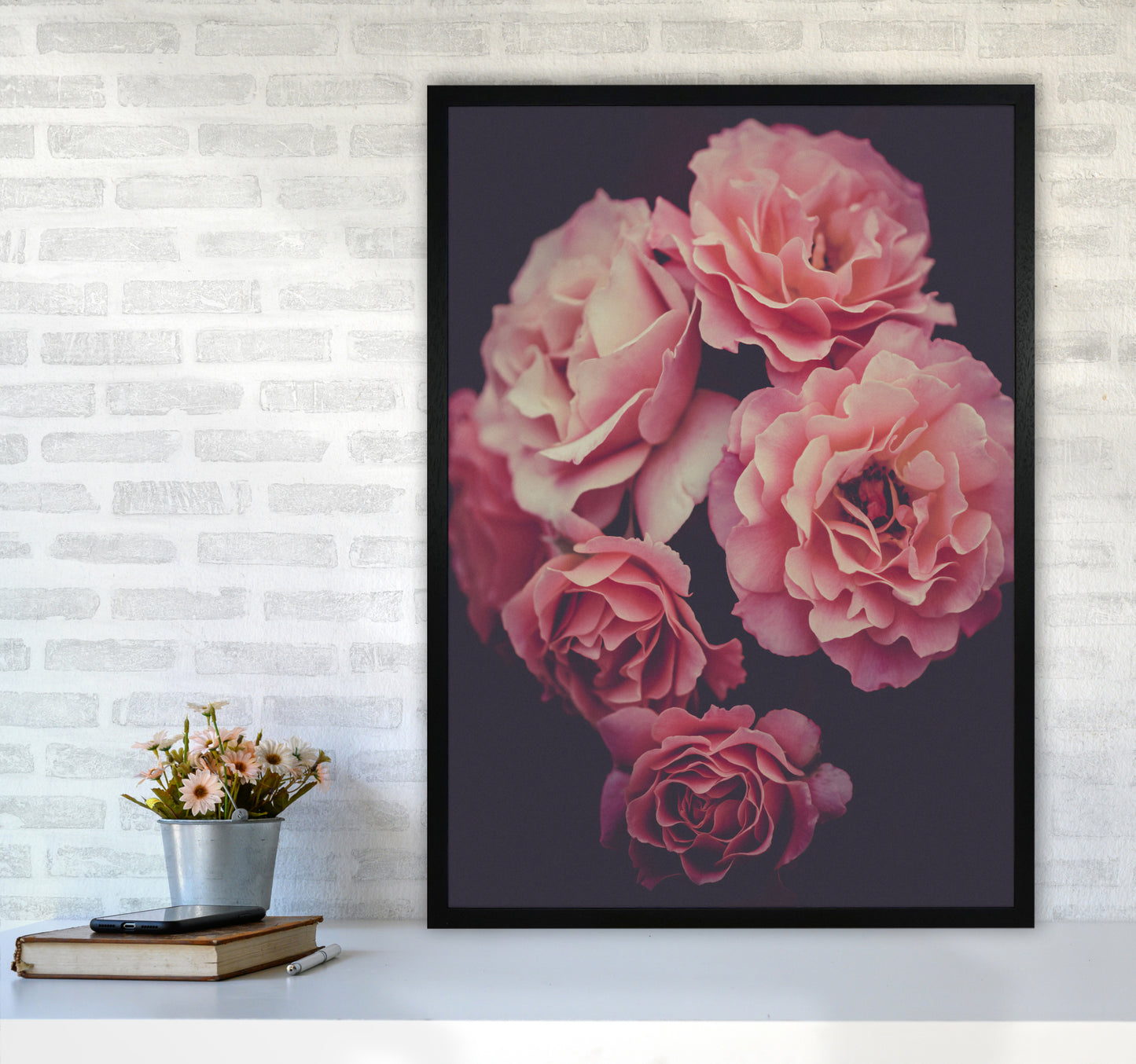 Dreamy Roses Art Print by Seven Trees Design A1 White Frame